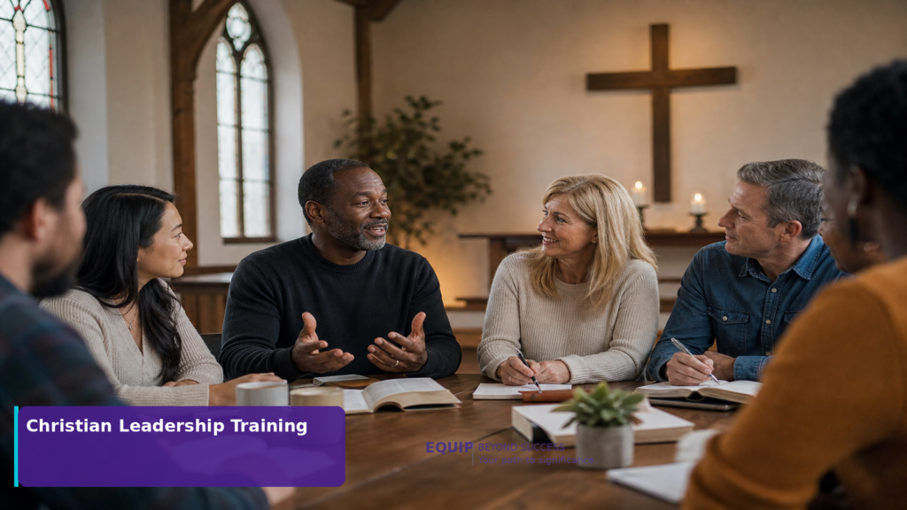 Christian leader speaking at a faith-based leadership training session
